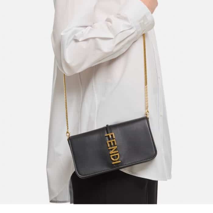 Fendi Fendigraphy Wallet On Chain Black 21cm 8BS076A5DYF0KUR - Image 3