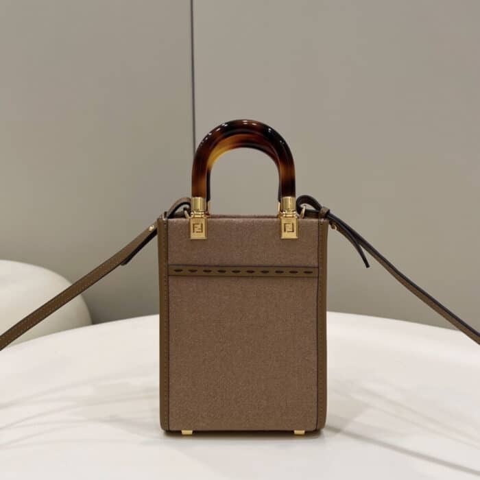 Fendi Sunshine Mini Bag Brown Flannel 18cm - Image 2
