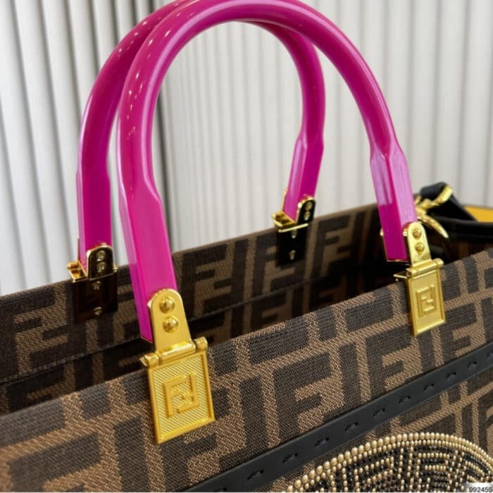 Fendi X Versace Fendace Sunshine Small Tote Bag FF Brown 35cm - Image 4