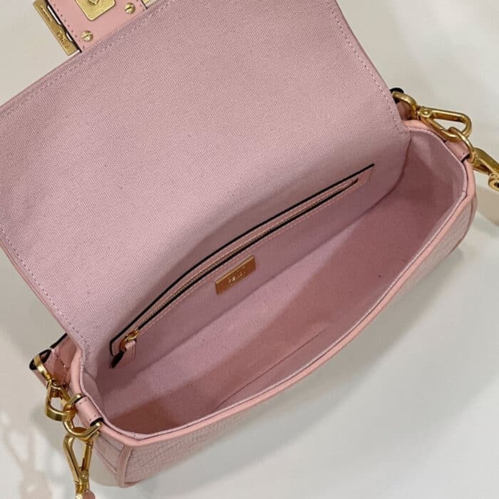Fendi Baguette Canvas Bag Pink 28cm 8BR600AMCDF1J4A - Image 6
