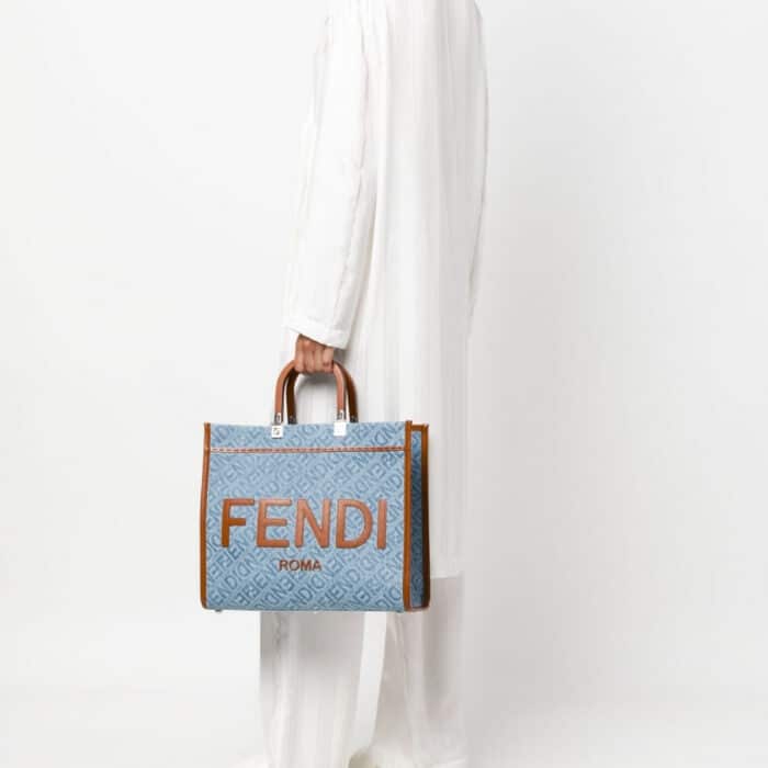 Fendi Sunshine Medium Bag Blue 35cm 8BH386AP4X - Image 7