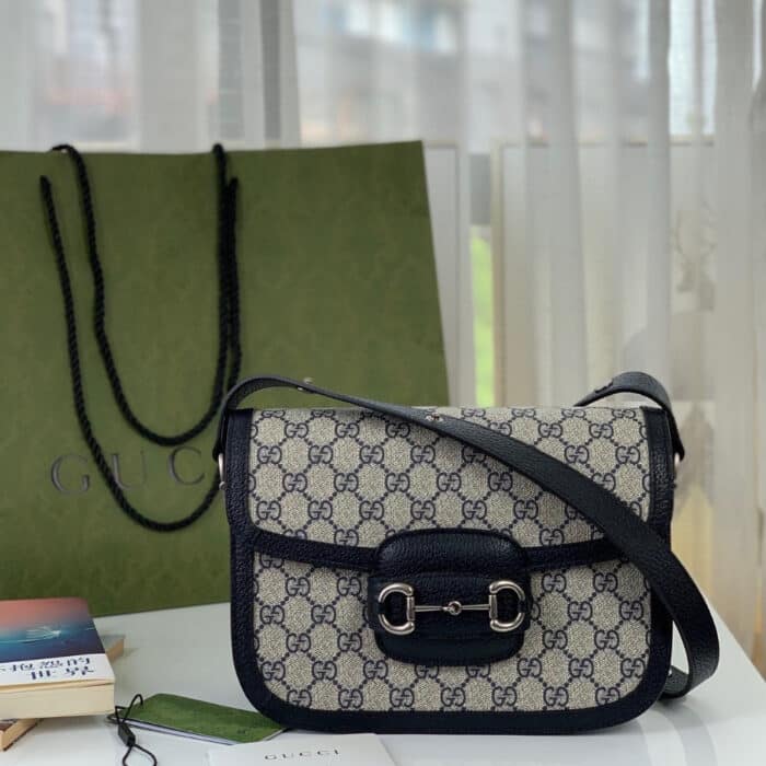 Gucci Horsebit 1955 Bag Beige Black 25cm 602204 K9GSN 4075 - Image 2