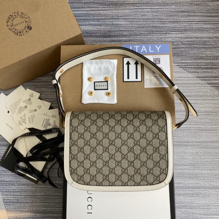 Gucci Horsebit 1955 Bag Beige White 25cm 602204 92TCG 9761 - Image 3