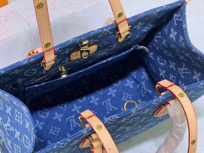 Louis Vuitton Onthego Tote Bag Denim Blue 35cm - Image 3