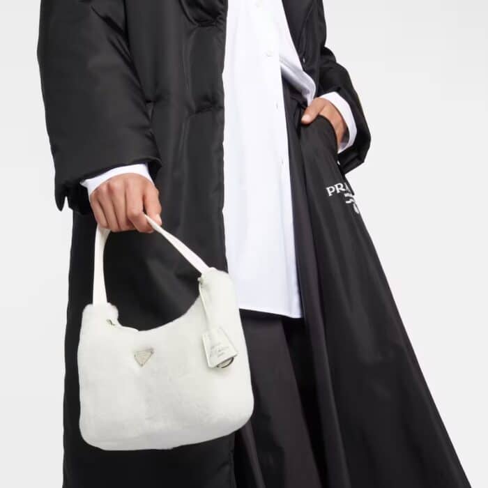 Prada Re Edition 2000 Bag Shearling White 23cm - Image 4
