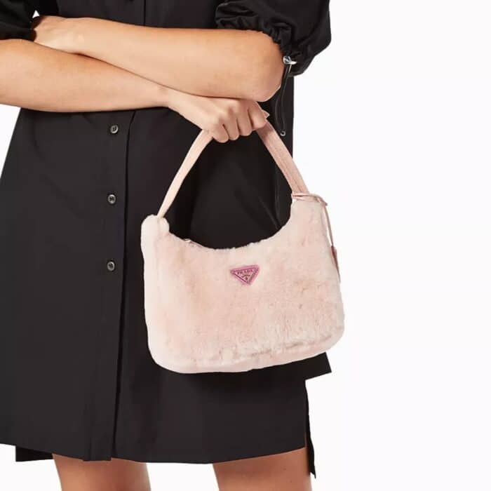 Prada Re Edition 2000 Bag Shearling Pink 23cm - Image 4