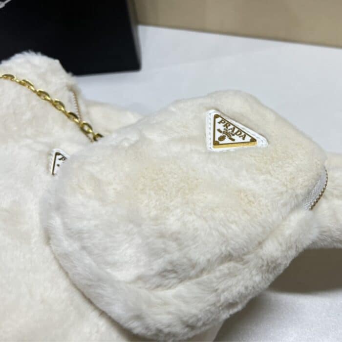 Prada Re Edition Mini Bag Shearling White 24cm 1BC204 2EC9 F0009 V ZOO - Image 7