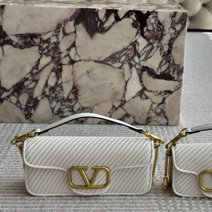 Valentino Garavani Locò Pleated Nappa White 26cm - Image 2