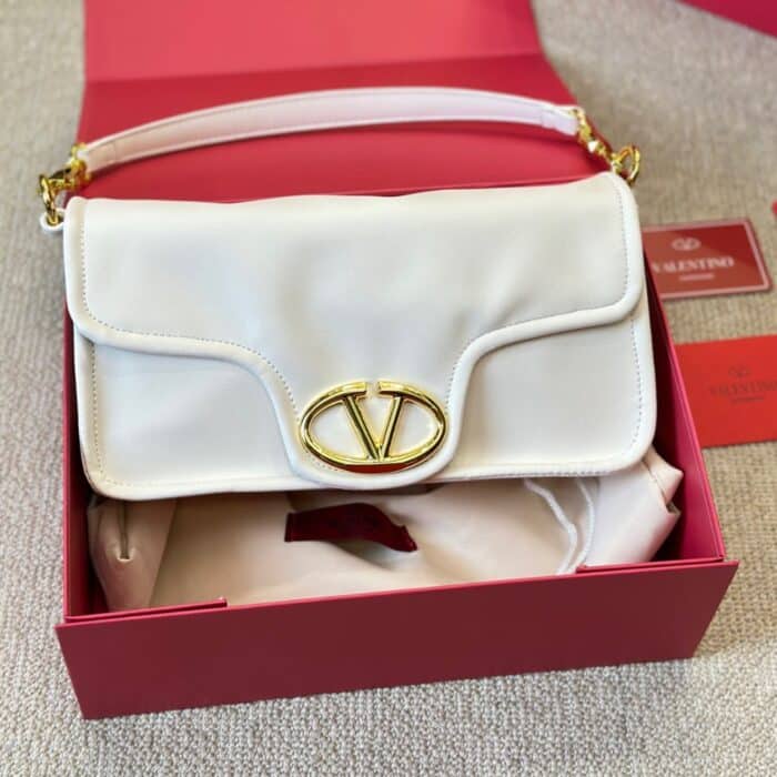 Valentino Garavani Vlogo 1960 Nappa Leather Shoulder Bag White 28cm - Image 2
