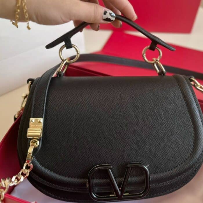 Valentino Vsling Bag In Grained Leather Black 26cm - Image 2
