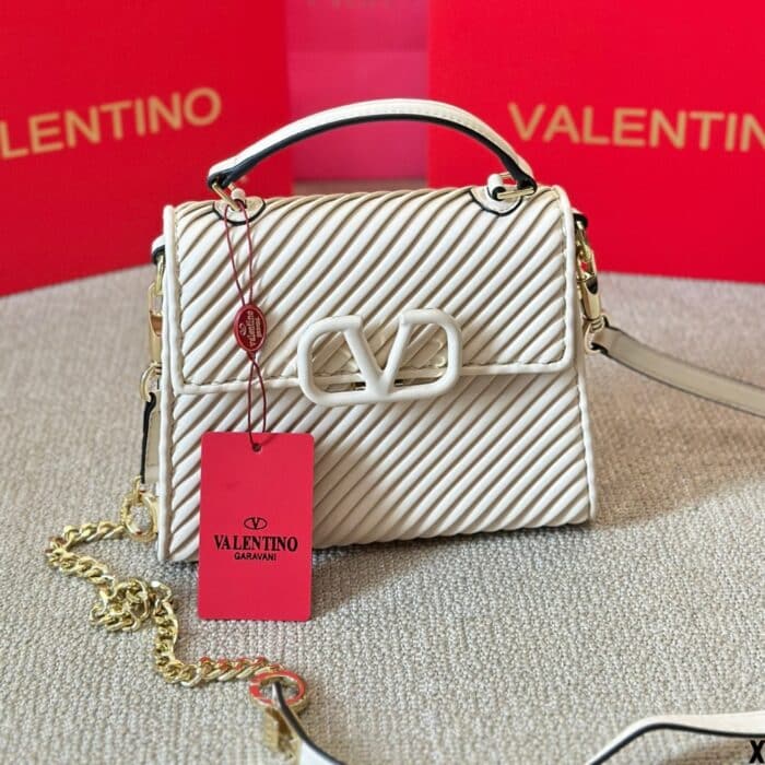 Valentino Garavani Small Leather Vsling White 20cm - Image 2
