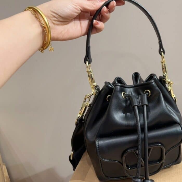 Valentino Garavani Loco Bucket Bag Black 18cm - Image 3