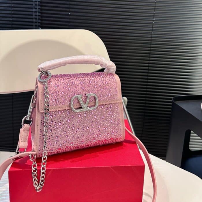Valentino Vsling Mini Handbag With Sparkling Embroidery Pink 19Cm - Image 2