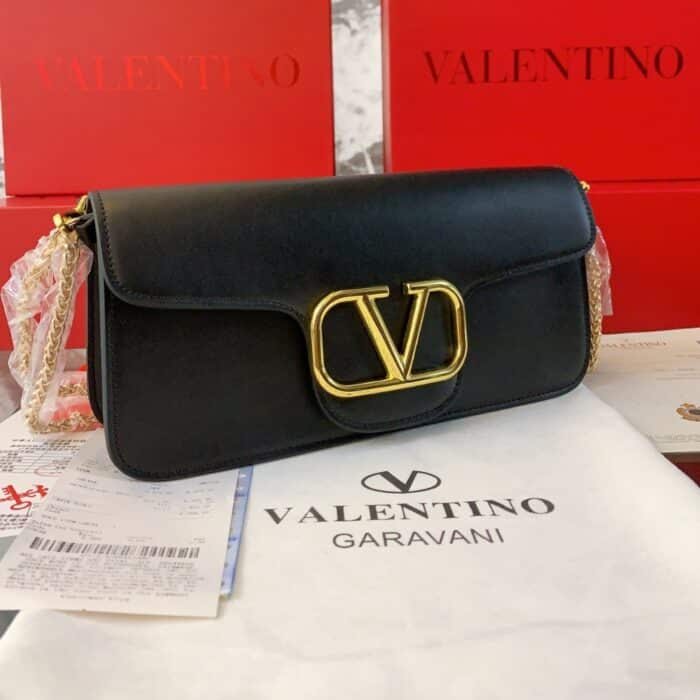 Valentino Garavani Locò Leather Shoulder Bag Black 28cm - Image 2