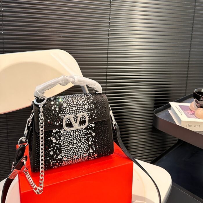 Valentino Garavani Vsling Crystal Embellished Bag In Black 19cm - Image 3
