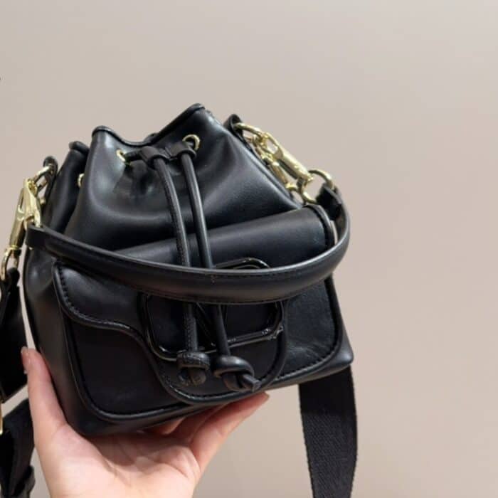 Valentino Garavani Loco Bucket Bag Black 18cm - Image 4