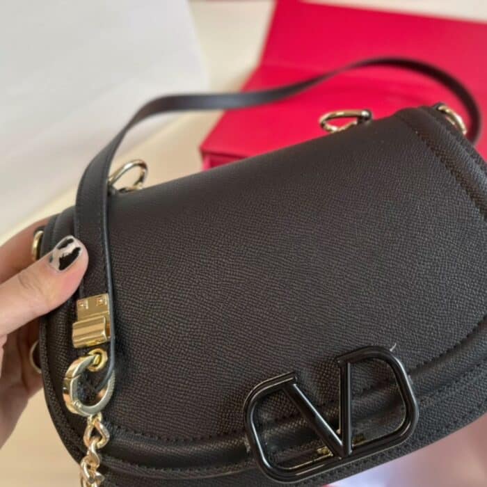 Valentino Vsling Bag In Grained Leather Black 26cm - Image 4