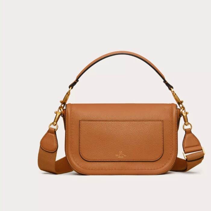 Valentino Garavani Alltime Grainy Leather Brown 23cm - Image 4
