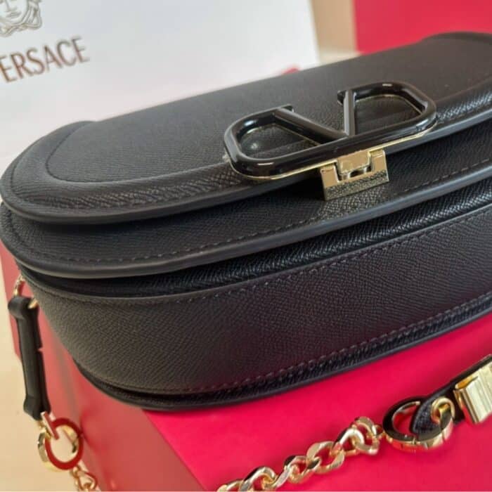 Valentino Vsling Bag In Grained Leather Black 26cm - Image 5