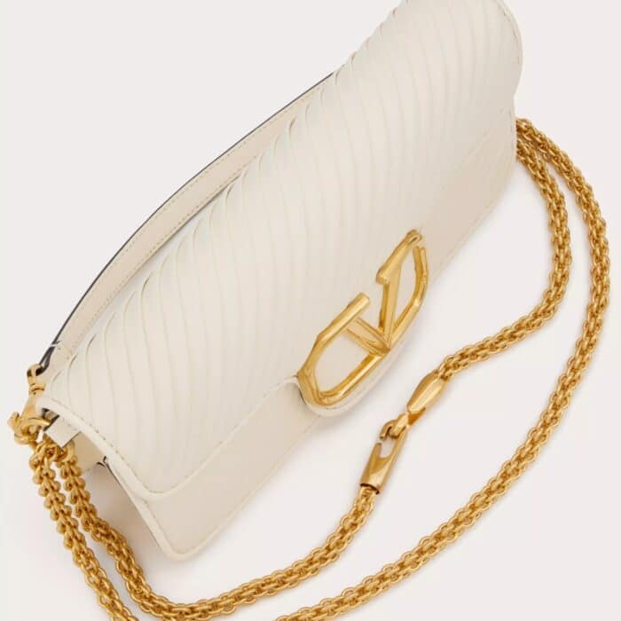 Valentino Garavani Locò Pleated Nappa White 26cm - Image 5