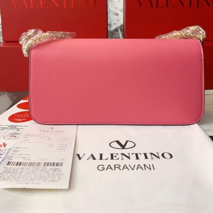 Valentino Garavani Locò Leather Shoulder Bag Pink 28cm - Image 6