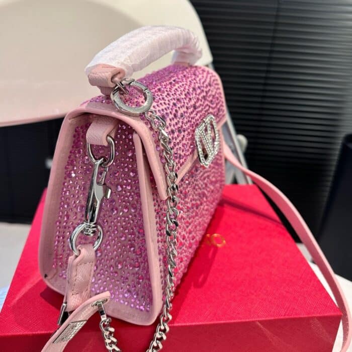 Valentino Vsling Mini Handbag With Sparkling Embroidery Pink 19Cm - Image 6