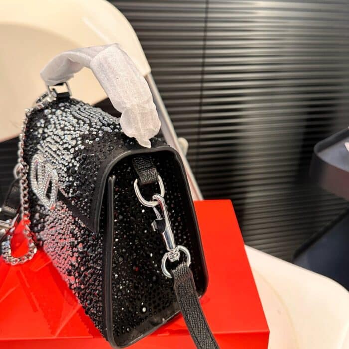 Valentino Garavani Vsling Crystal Embellished Bag In Black 19cm - Image 7