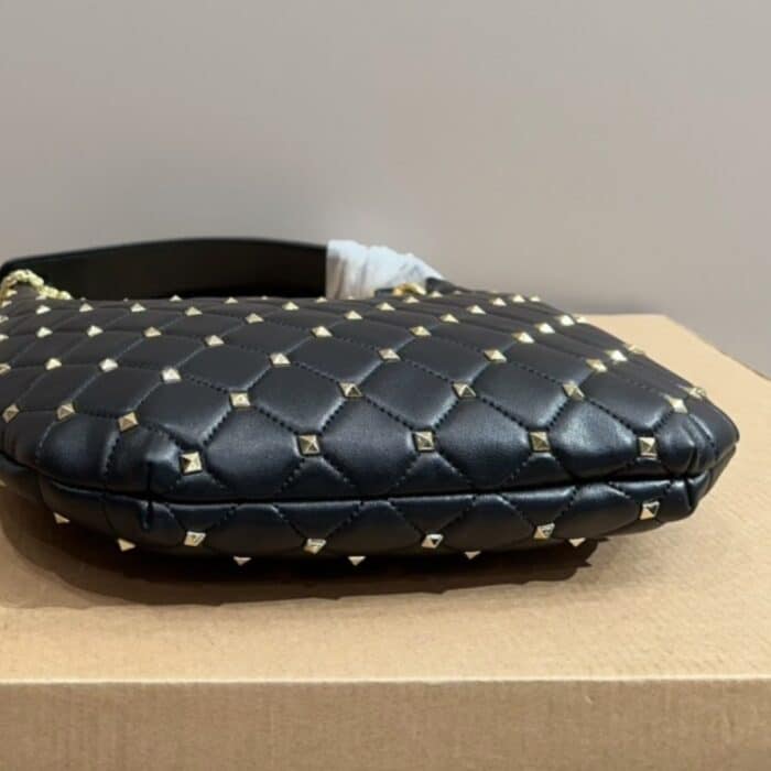 Valentino Rockstud Spike Leather Hobo Bag Black 28cm - Image 7