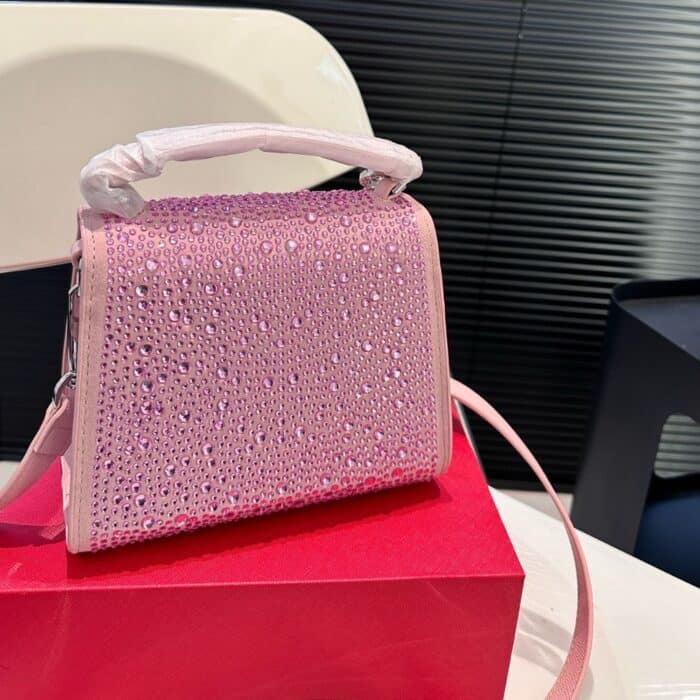 Valentino Vsling Mini Handbag With Sparkling Embroidery Pink 19Cm - Image 7