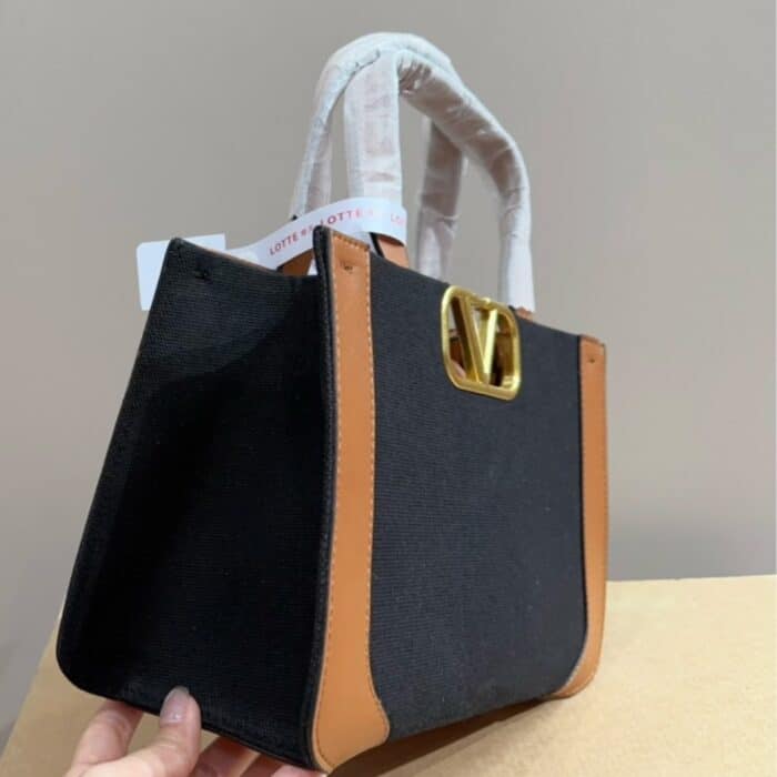 Valentino Garavani Small Vlogo Signature Tote Bag Black 22cm - Image 8
