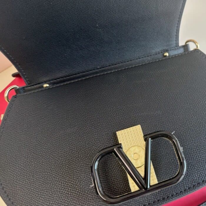 Valentino Vsling Bag In Grained Leather Black 26cm - Image 9