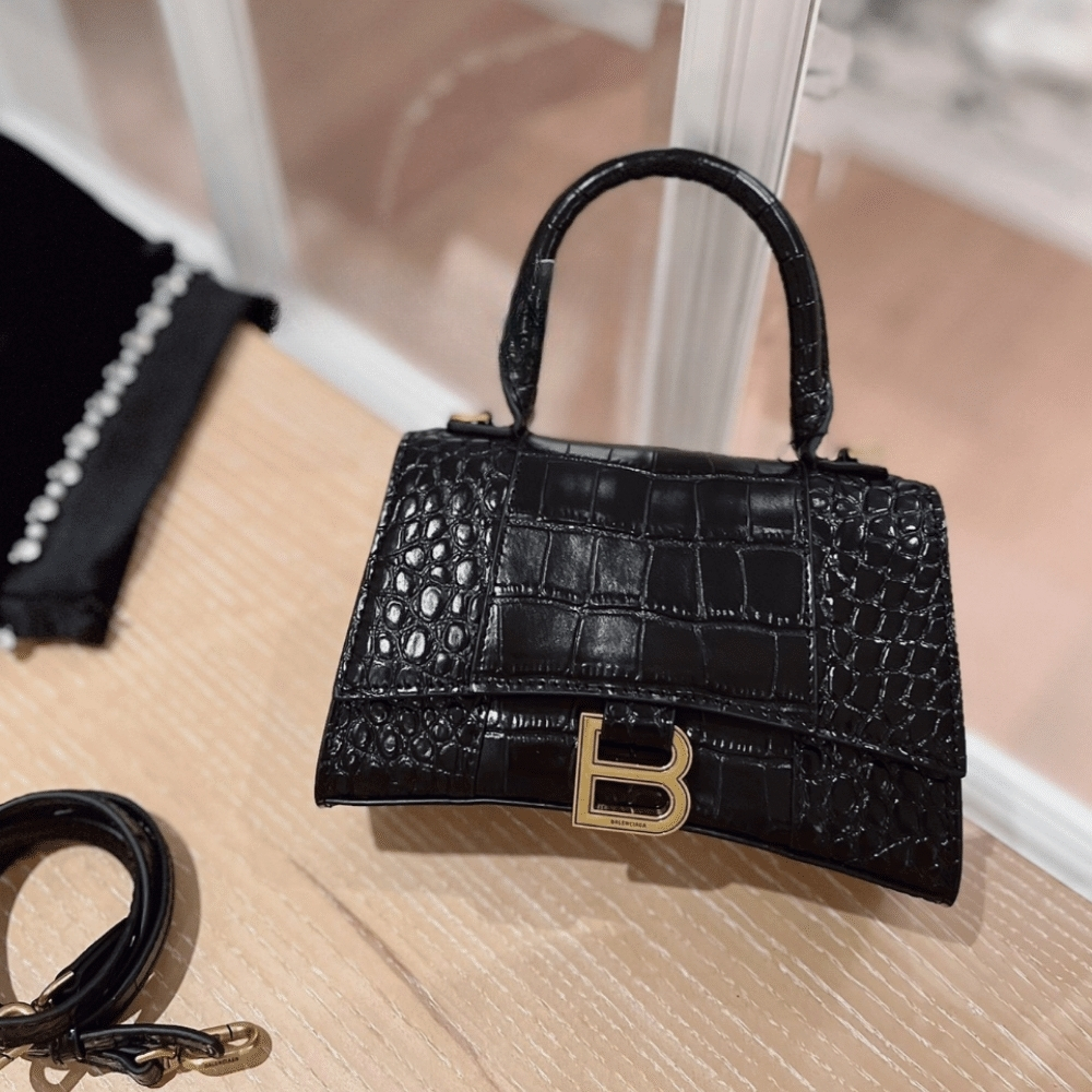 Alternative view of Balenciaga Croc Hourglass Bag Black 23cm