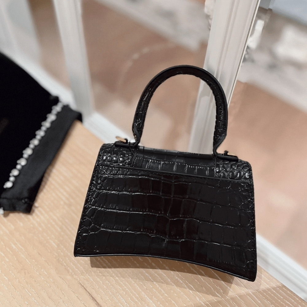 Balenciaga Croc Hourglass Bag Black 23cm - Image 3