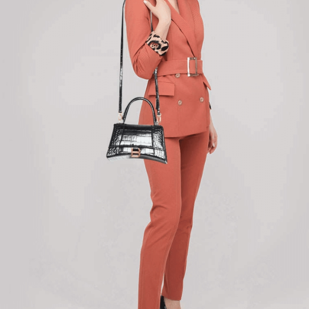 Balenciaga Croc Hourglass Bag Black 23cm - Image 5