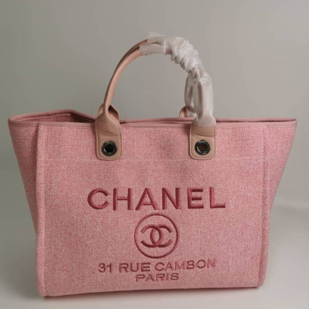 Alternative view of Chanel Deauville Shopping Tote Bag Tweed Pink 37cm