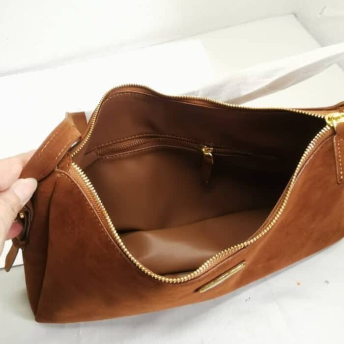 Prada Aimée Suede Shoulder Bag Cinnamon 39cm 1BC229 2C4S F0401 V LVM - Image 4
