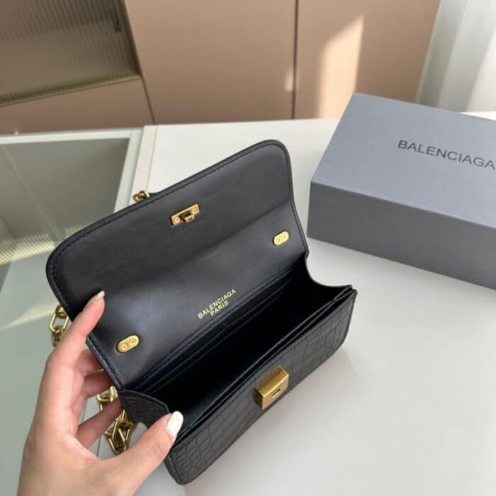 Balenciaga Gossip Embossed Bag Black 23cm - Image 4