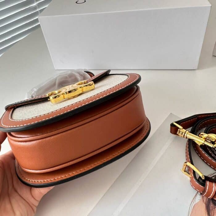 Celine Mini Besace Clea In Brown And Beige 16cm 10K502FA302NT - Image 4