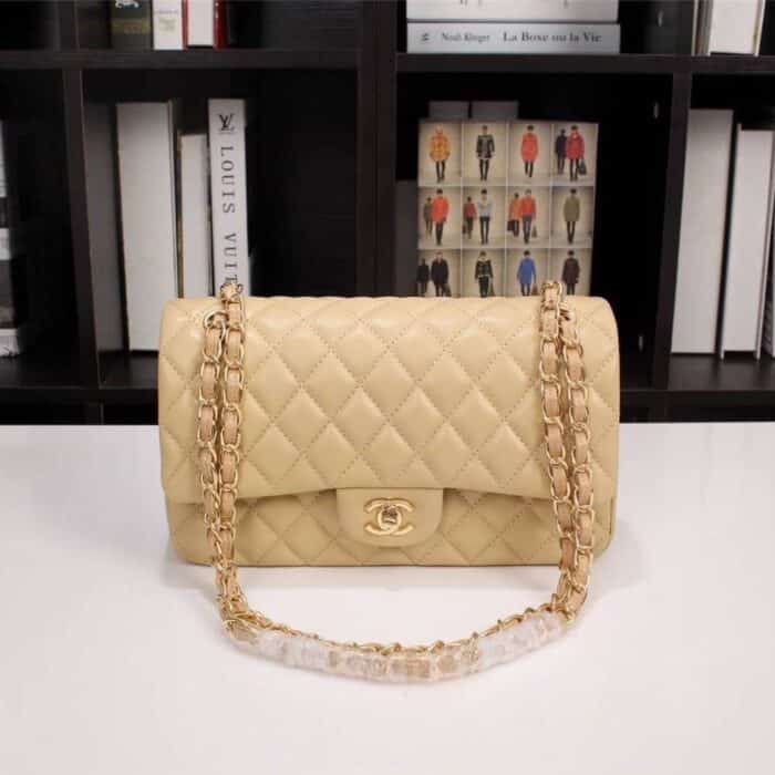 Chanel Classic Flap Bag Beige 30cm - Image 3