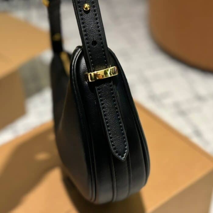 Prada Arched Leather Shoulder Bag Black 23cm 1BC194VOOOASK - Image 2