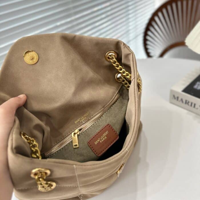Saint Laurent Small Loulou Puffer In Suede 28cm 5774761U8072638 - Image 2