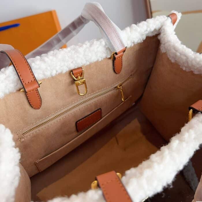 Louis Vuitton On The Go Bag With Fur And Suede Brown 36cm - Image 2