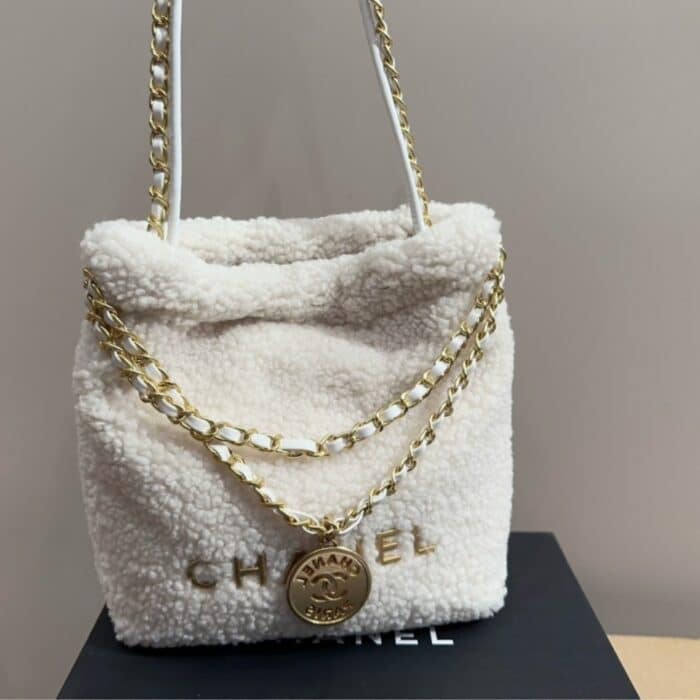 Chanel 22 Mini Bag Fleece Creamy White 20cm AS3980 B18299 NZZG0 - Image 2