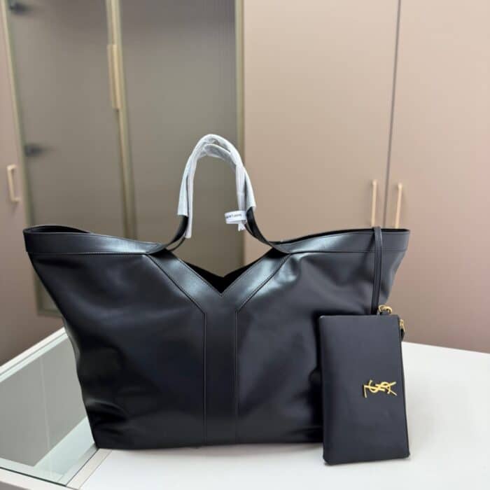 Saint Laurent Y Tote In Leather Black 36cm 817602AAEB31000 - Image 3