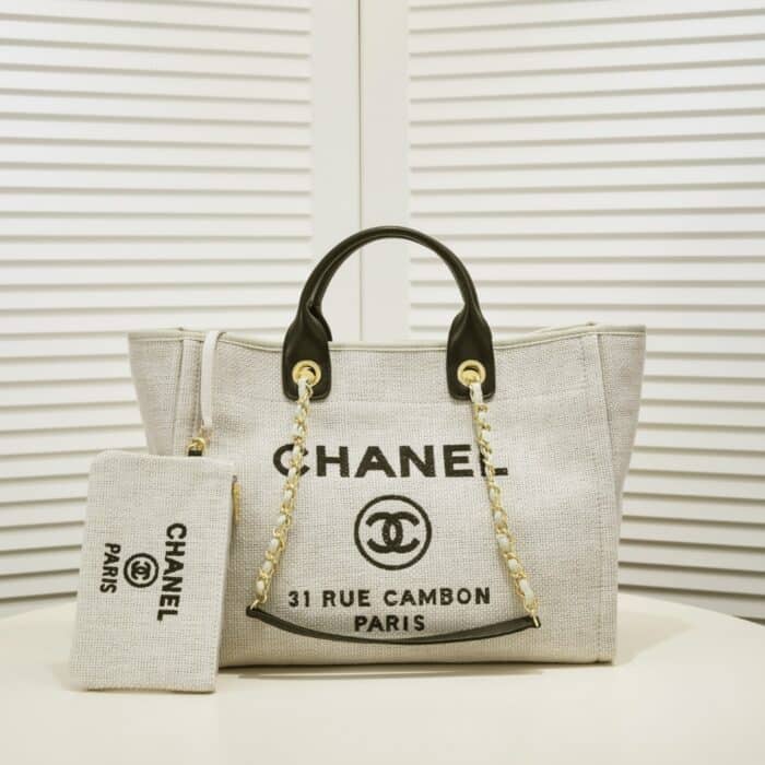 Chanel Deauville Large Tote Shopping Bag 37cm - Image 3
