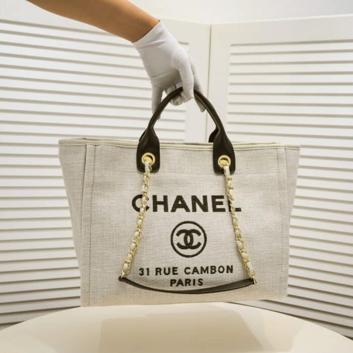 Chanel Deauville Large Tote Shopping Bag 37cm - Image 4