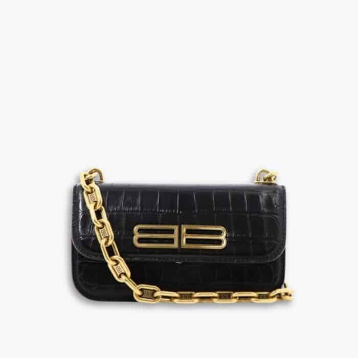 Balenciaga Gossip Embossed Bag Black 23cm