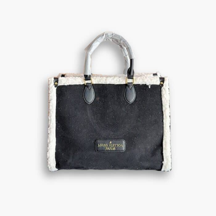 Louis Vuitton On The Go Bag With Fur And Suede Black 36cm