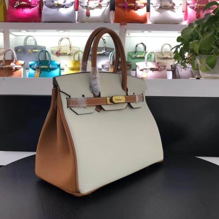 Hermes Birkin Togo Leather Beige And Brown 30cm - Image 2