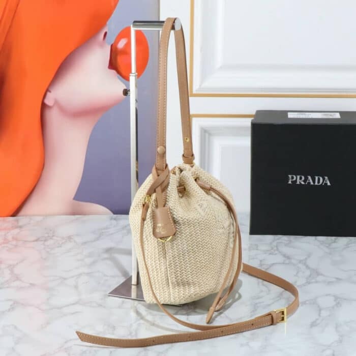 Prada Crochet Bucket Bag Beige 24cm 1BE068 2M2T F0018 V OUO - Image 3